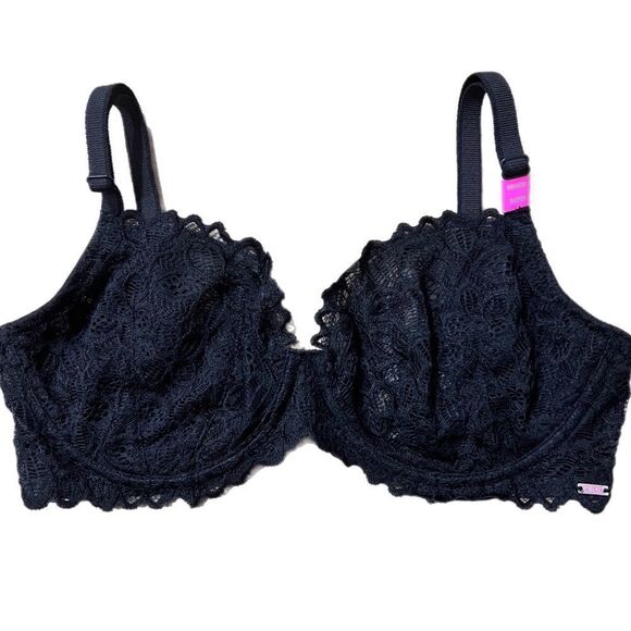 Victoria’s Secret pink unlined underwire lace bra black - Picture 1 of 3